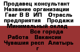 Продавец-консультант › Название организации ­ Гааг В.В, ИП › Отрасль предприятия ­ Продажи › Минимальный оклад ­ 15 000 - Все города Работа » Вакансии   . Чувашия респ.,Алатырь г.